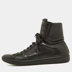 Saint Laurent Black Leather Court Classic Sl/01h High Top Sneakers Size 42.5
