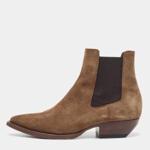 Saint Laurent Brown Suede Theo Chelsea Boots Size 40