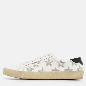 Saint Laurent White Leather Court Classic California Star Sneakers Size 41