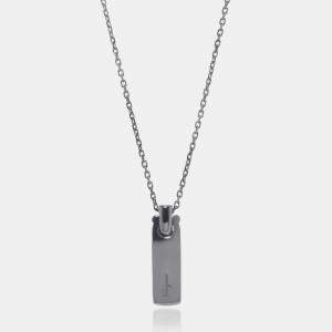 مملوكة مسبقًا Salvatore Ferragamo Sterling Silver Engraved Logo Pendant Necklace