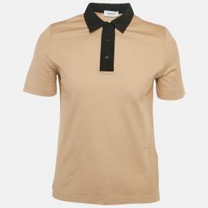 Salvatore Ferragamo Beige Cotton Pique Polo T-Shirt S