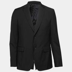 Salvatore Ferragamo Black Wool Single Breasted Blazer L