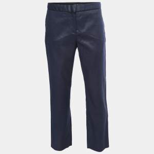 Salvatore Ferragamo Blue Cotton & Silk Trousers S