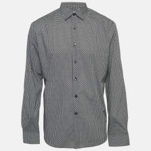 Salvatore Ferragamo Black Gancini Print Cotton Long Sleeve Shirt XL