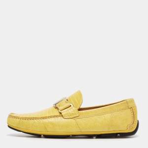 Salvatore Ferragamo Yellow Lizard Leather Sardegna Loafers Size 41.5