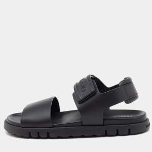 Salvatore Ferragamo Black Leather Day Sandals Size 44