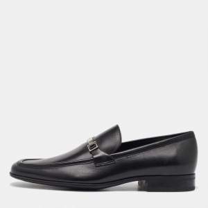 Salvatore Ferragamo Black Leather Slip On Loafers Size 41.5