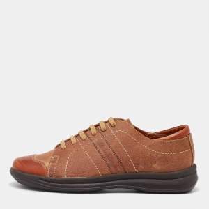 Salvatore Ferragamo Tan Leather Low Top Sneakers Size 41.5