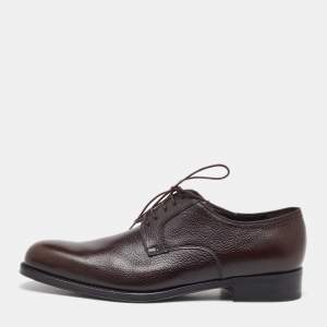 Salvatore Ferragamo Dark Brown Leather Lace Up Derby Size 41.5