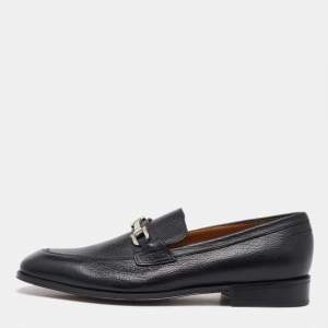 Pre Owned Salvatore Ferragamo Black Leather Gancini Loafers Size 41.5