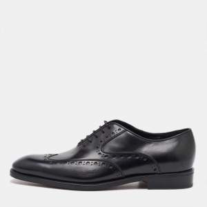 Salvatore Ferragamo Black Leather Lace Up Oxfords Size 41.5