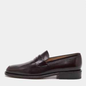 Salvatore Ferragamo Dark Brown Leather Penny Loafers Size 41.5