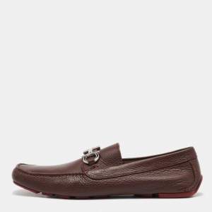 Salvatore Ferragamo Dark Brown Leather Gancini Loafers Size 41.5