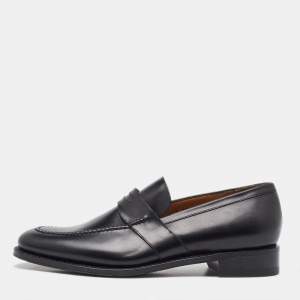 Salvatore Ferragamo Black Leather Slip On Penny Loafers Size 41.5