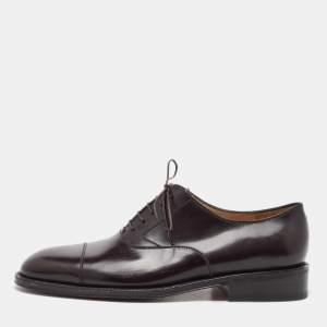 Salvatore Ferragamo Dark Brown Leather Lace Up Oxfords Size 41.5
