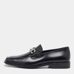 Pre Owned Salvatore Ferragamo Black Leather Slip On Gancini Loafers Size 41.5