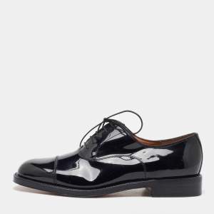 Salvatore Ferragamo Black Patent Leather Lace Up Oxfords Size 41.5