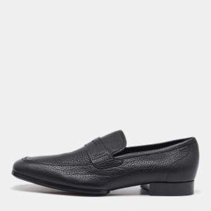 Salvatore Ferragamo Black Leather Slip On Loafers Size 41.5