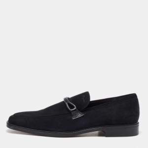 Salvatore Ferragamo Black Suede Slip On Penny Loafers Size 41.5
