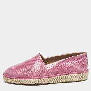Salvatore Ferragamo Pink Lizard Lampedusa Espadrilles Size 44
