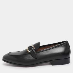 Pre Owned Salvatore Ferragamo Black Leather Loafers Size 42