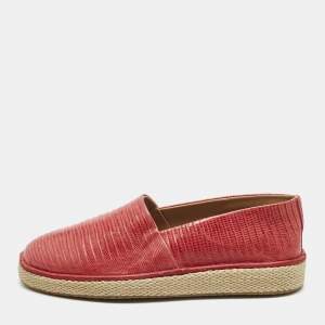 Pre Owned Salvatore Ferragamo Red Lizard Lampedusa Espadrilles Size 42