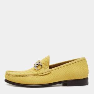 Salvatore Ferragamo Yellow Python Mason Loafers Size 42