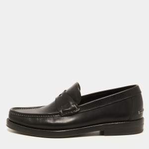 Pre Owned Salvatore Ferragamo Black  Leather Slip On Loafers Size 41.5 