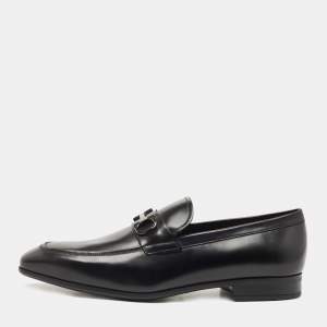Salvatore Ferragamo Black Leather Gardel Loafers Size 45.5