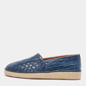 Pre Owned Salvatore Ferragamo Blue Crocodile Lampedusa Espadrilles Size 42