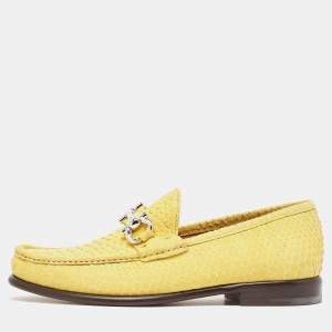 Salvatore Ferragamo Yellow Python Mason Loafers Size 41