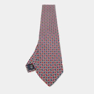 Salvatore Ferragamo Red/Blue Printed Silk Traditional Tie 