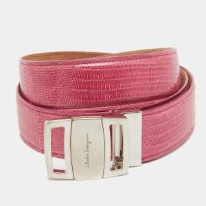 Salvatore Ferragamo Pink Lizard Adjustable Belt 105 CM