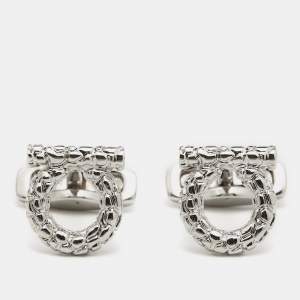 Salvatore Ferragamo Gancini  Silver Tone Metal Cufflinks