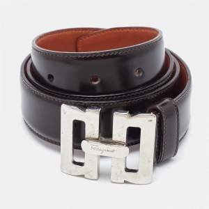 Salvatore Ferragamo Dark Brown Leather Waist Belt 80CM