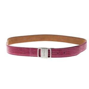Pre Owned Salvatore Ferragamo Pink Lizard Adjustable Buckle Belt 115cm