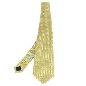 ربطة عنق سالفاتوري فيراغامو حرير مطبوع جلد ثعبان أخضر فاتح 