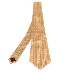 Pre Owned Salvatore Ferragamo Yellow Golfer Print Silk Tie