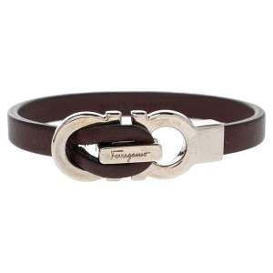 مملوكة مسبقًا Salvatore Ferragamo Purple Leather Gancini Clasp Bracelet