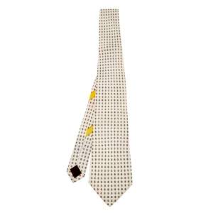 ربطة عنق سالفاتوري فيراغامو حرير طباعة كرة كريمي
