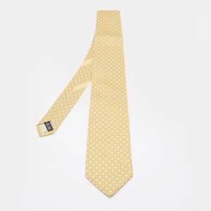 Pre Owned Salvatore Ferragamo Yellow Gancini Print Silk Tie