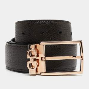 Salvatore Ferragamo Black/Brown Leather Cut to Size Reversible Belt