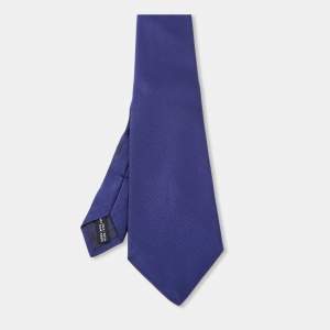 Pre Owned Salvatore Ferragamo Navy Blue Diagonal Striped Silk Tie