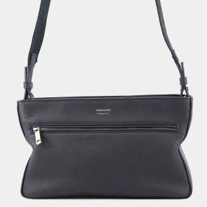 Pre Owned Ferragamo Star Shape Pouch 2Way Midnight Calf Leather