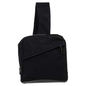 Salvatore Ferragamo Black Wool And Leather Slingback Backpack