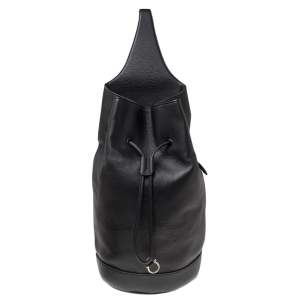 Salvatore Ferragamo Black Grained Leather Tornabuoni 1927 Collection Shoulder Backpack