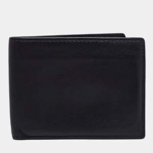 Salvatore Ferragamo Black Leather Bifold Compact Wallet