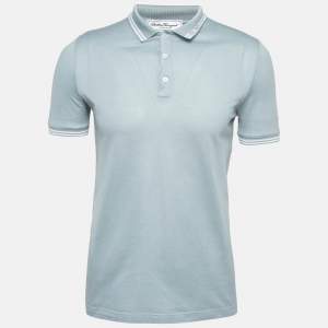 Salvatore Ferragamo Blue Cotton Pique Polo T-Shirt S