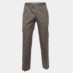 Salvatore Ferragamo Grey Cotton Straight Leg Trousers M