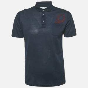 Salvatore Ferragamo Navy Blue Cotton Pique Polo T-Shirt M